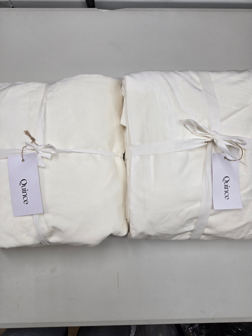 NWT QUINCE Set Of 2 48x84 Cotton Velvet Curtains Ivory 8670 - Picture 6 of 12